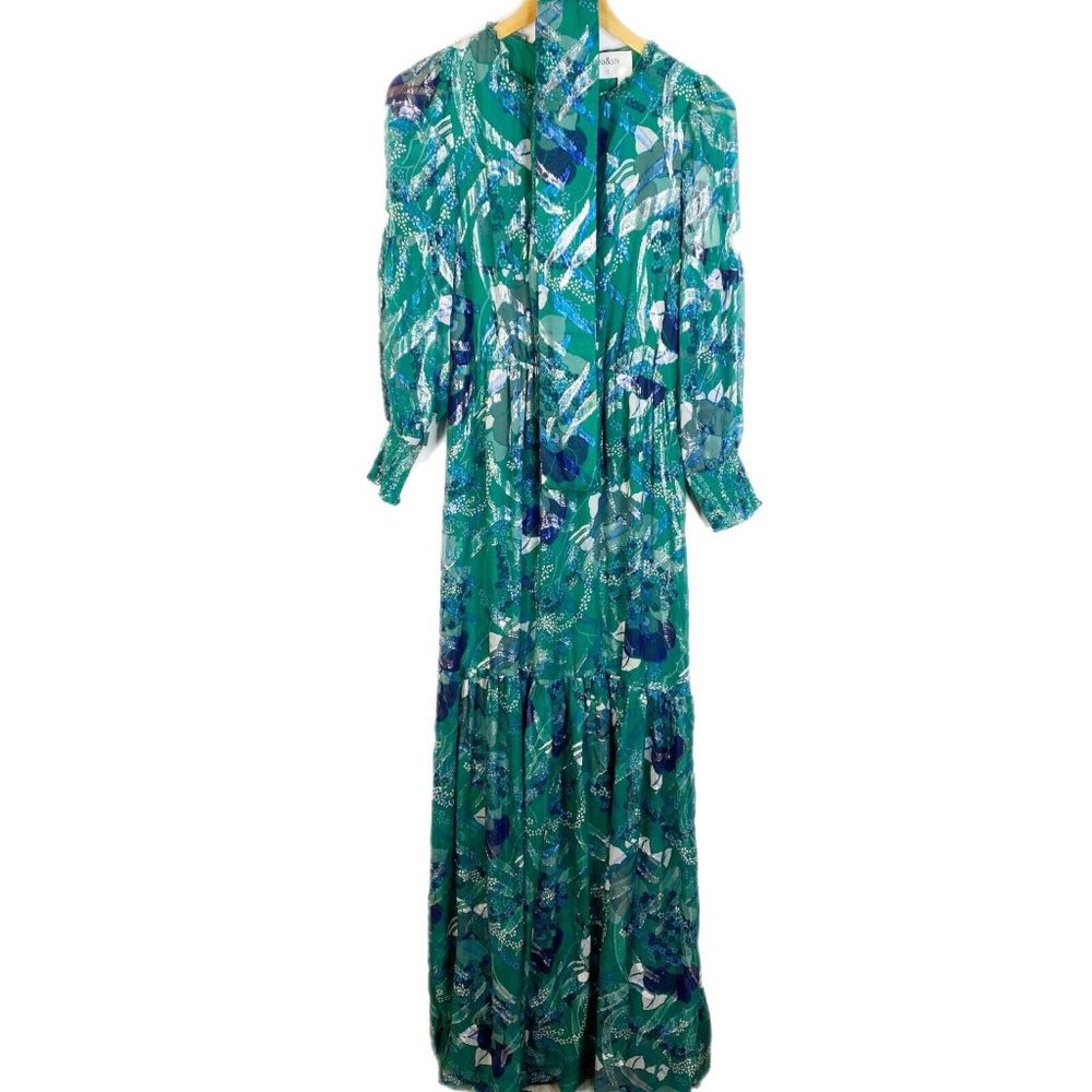 Ba&Sh vert Green Floral Joie Robe Long Sleeves Sleeves Maxi Dress Size 1 - Picture 2 of 10